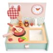 Tender Leaf Toys - Mini Chef Kitchenette - Foldable Portable Wooden Kitchen with Accessories for Pretend Cooking - Age 3+