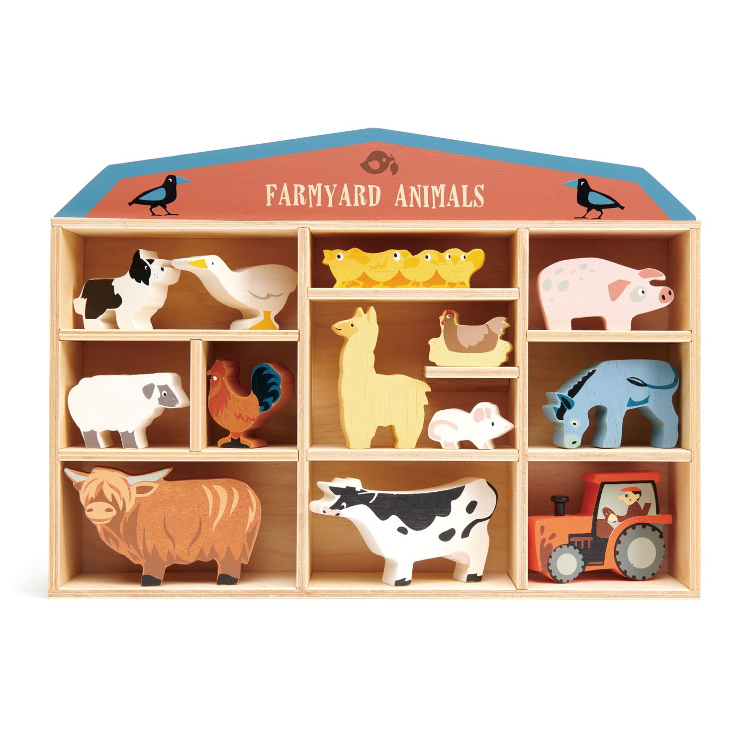 Tender Leaf Toys Farmyard Animals “ 13 Wooden Country Farm Figurines with a Display Shelf - Ages 3+ Years Tender Leaf Toys Farmyard Animals “ 13 Wooden Country Farm Figurines with a Display Shelf - Ages 3+ Years