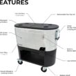 Permasteel 120-Qt Rolling Ice Chest, Portable Patio Party Bar Drink Cooler Cart with Wheels