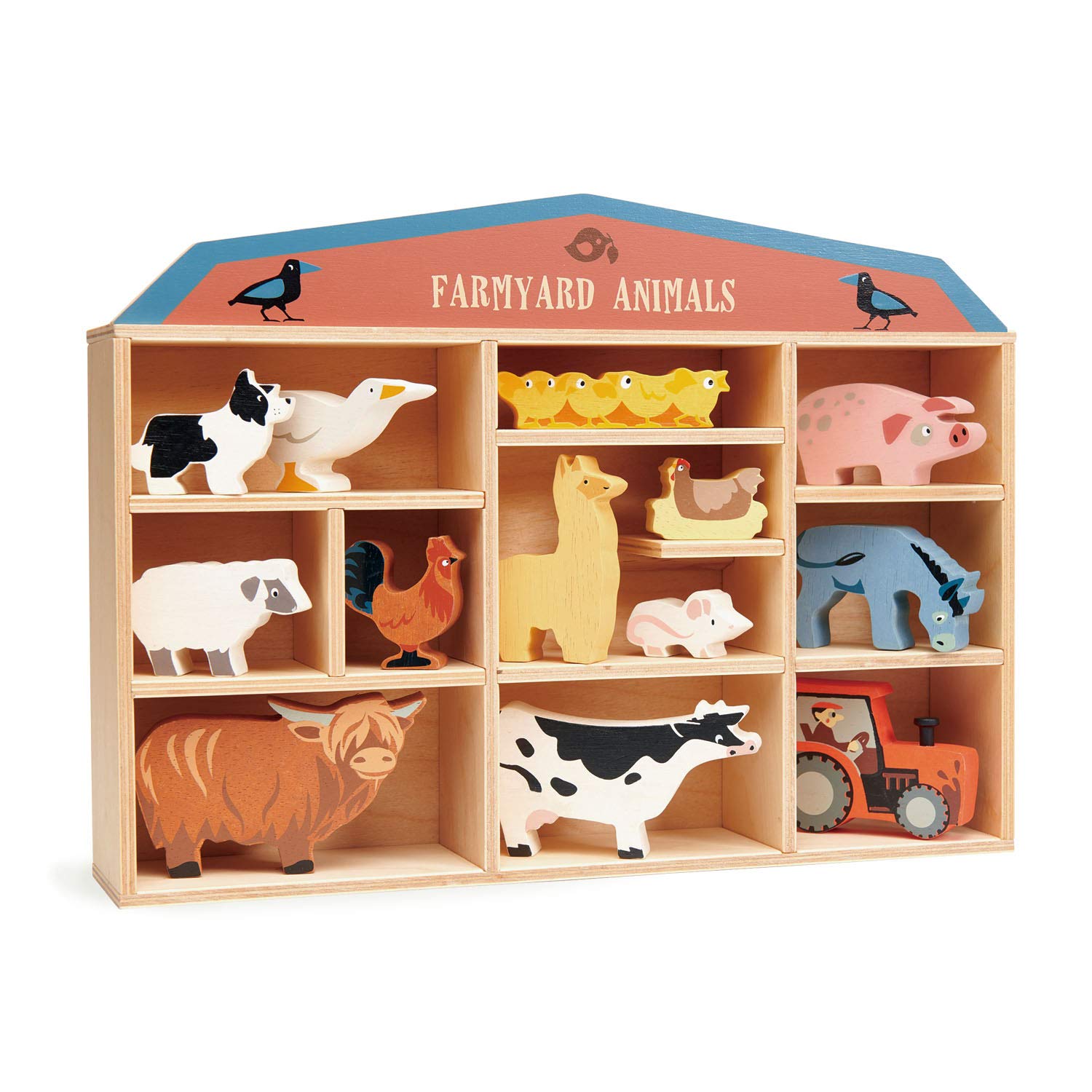 Tender Leaf Toys Farmyard Animals “ 13 Wooden Country Farm Figurines with a Display Shelf - Ages 3+ Years Tender Leaf Toys Farmyard Animals “ 13 Wooden Country Farm Figurines with a Display Shelf - Ages 3+ Years - Image 3