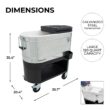 Permasteel 120-Qt Rolling Ice Chest, Portable Patio Party Bar Drink Cooler Cart with Wheels