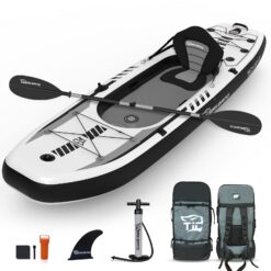 TIGERXBANG 10.2'x35''x8'' Inflatable Kayak with Detachable Seat, SUP-Kayak Set Includes Hand Pump/Aluminum Oar/Backpack