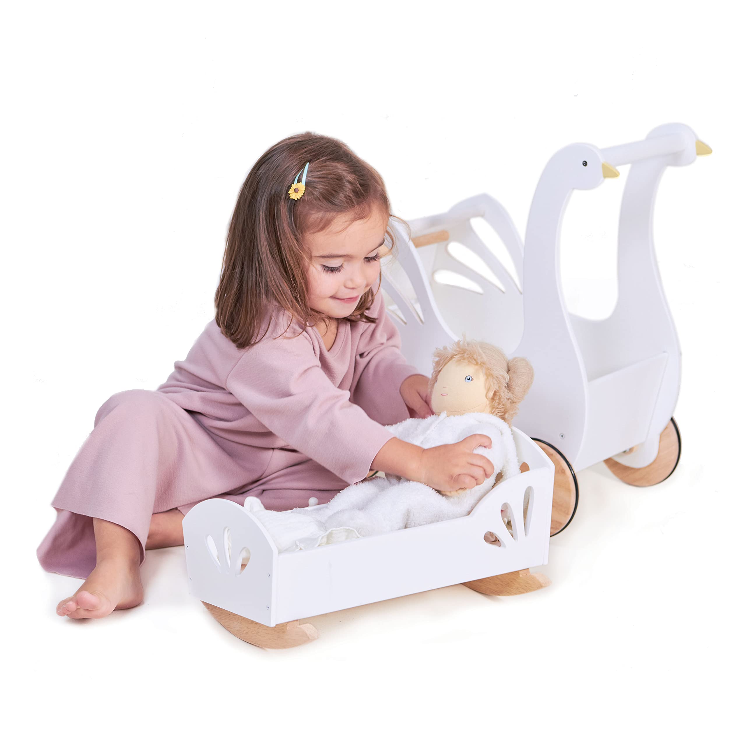 Tender Leaf Toys - Sweet Dreams Dolly Bed - Wooden Baby Doll Rocking Cradle with Bedding and Accessories - Age 18m+ Tender Leaf Toys - Sweet Dreams Dolly Bed - Wooden Baby Doll Rocking Cradle with Bedding and Accessories - Age 18m+ - Image 5
