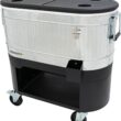 Permasteel 120-Qt Rolling Ice Chest, Portable Patio Party Bar Drink Cooler Cart with Wheels