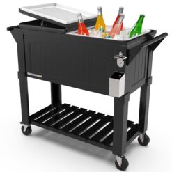 Permasteel Party Cooler with Divider, Spacious 80-Qt Capacity, Black