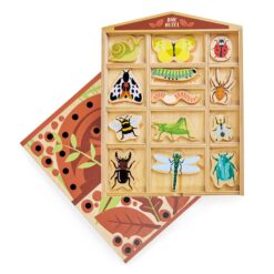 Tender Leaf Toys - The Bug Hotel - 13 Wood Garden Bugs with Shelving Unit and Front Panel - Made for Little Hands - Age 3+