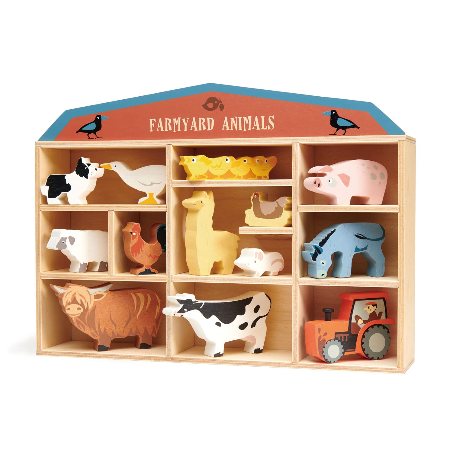 Tender Leaf Toys Farmyard Animals “ 13 Wooden Country Farm Figurines with a Display Shelf - Ages 3+ Years Tender Leaf Toys Farmyard Animals “ 13 Wooden Country Farm Figurines with a Display Shelf - Ages 3+ Years - Image 4
