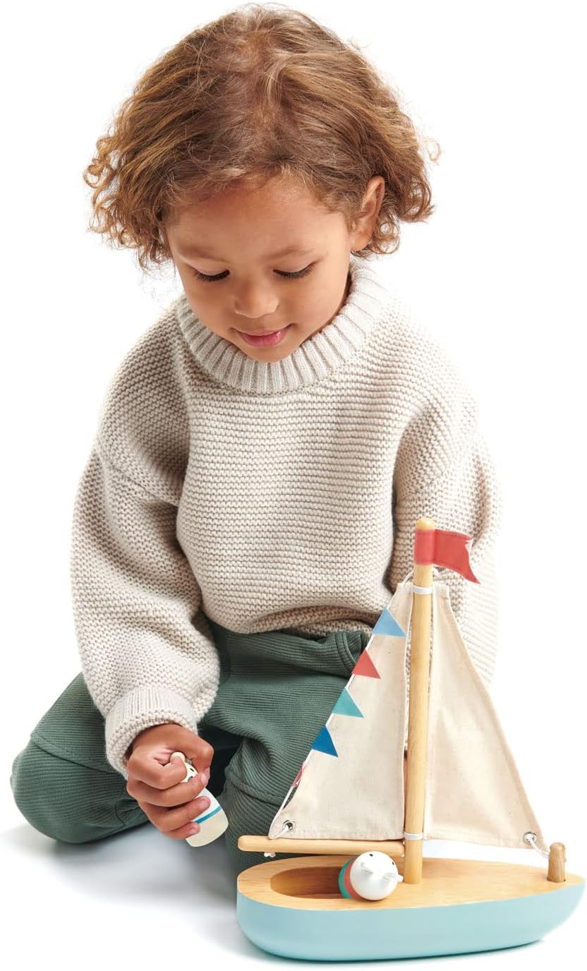 Tender Leaf Toys - Sailaway Boat - Educational Wooden Sailing Boat Play Set with 2 Animal Figures for Kids - Age 3+ Tender Leaf Toys - Sailaway Boat - Educational Wooden Sailing Boat Play Set with 2 Animal Figures for Kids - Age 3+ - Image 4