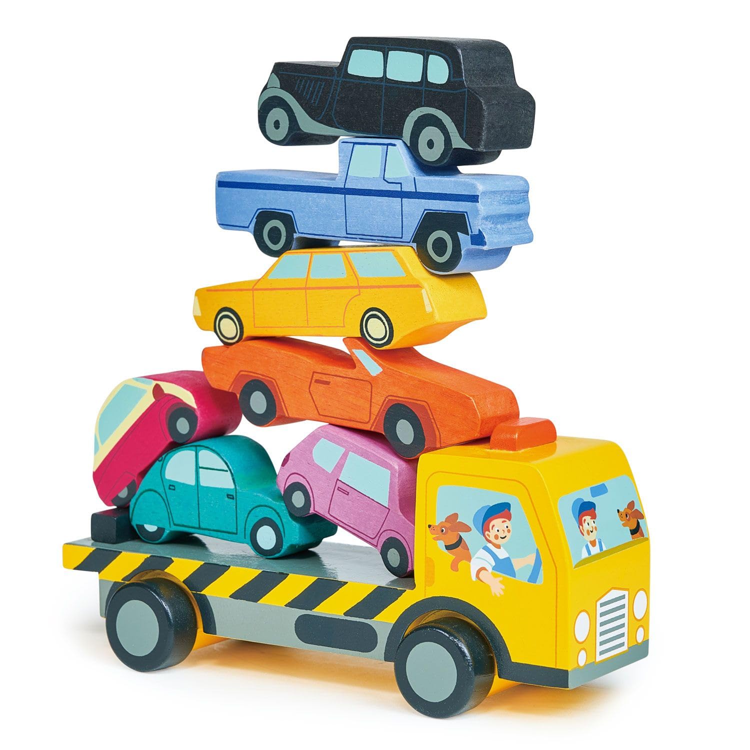 Tender Leaf Toys - Stacking Cars - 7 Wooden Stacking Toy Cars and a Wheeled Truck for Toddler Boys and Girls - Age 18m+ Tender Leaf Toys - Stacking Cars - 7 Wooden Stacking Toy Cars and a Wheeled Truck for Toddler Boys and Girls - Age 18m+ - Image 4