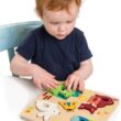 Tender Leaf Toys - Touchy Feely Animals - 5 Piece Wooden Shape Recognition and Dexterity Puzzle - Kids 18 Months +