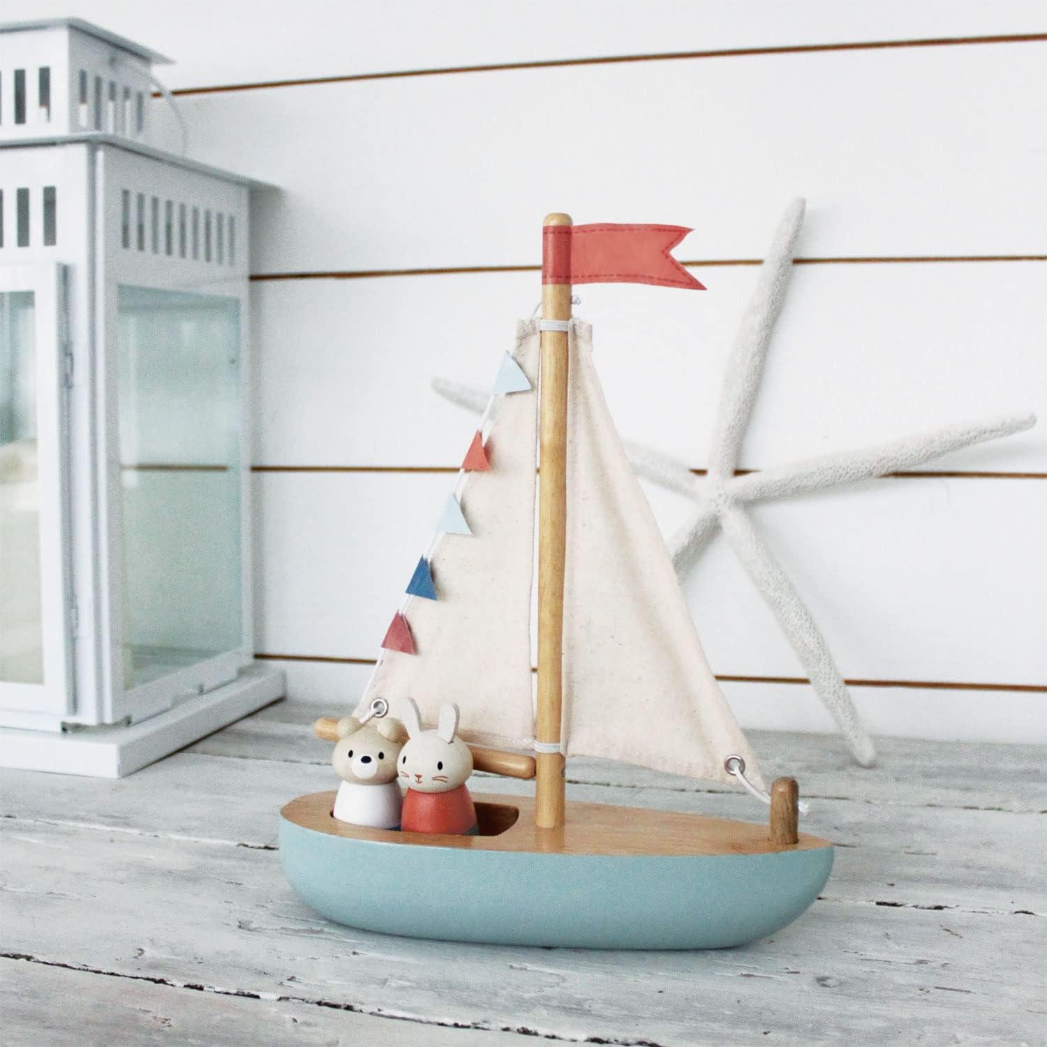 Tender Leaf Toys - Sailaway Boat - Educational Wooden Sailing Boat Play Set with 2 Animal Figures for Kids - Age 3+ Tender Leaf Toys - Sailaway Boat - Educational Wooden Sailing Boat Play Set with 2 Animal Figures for Kids - Age 3+ - Image 2