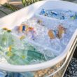 Permasteel 120-Qt Rolling Ice Chest, Portable Patio Party Bar Drink Cooler Cart with Wheels