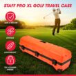 SKB Cases Deluxe ATA Hard Plastic Storage Wheeled Cart Golf Bag Travel Case, Extra Large - Orange