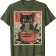 Ramen Cat T-Shirt, Vintage Japanese Noodle Lover Funny Cat Tee