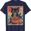 Ramen Cat T-Shirt, Vintage Japanese Noodle Lover Funny Cat Tee