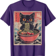 Ramen Cat T-Shirt, Vintage Japanese Noodle Lover Funny Cat Tee