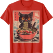 Ramen Cat T-Shirt, Vintage Japanese Noodle Lover Funny Cat Tee
