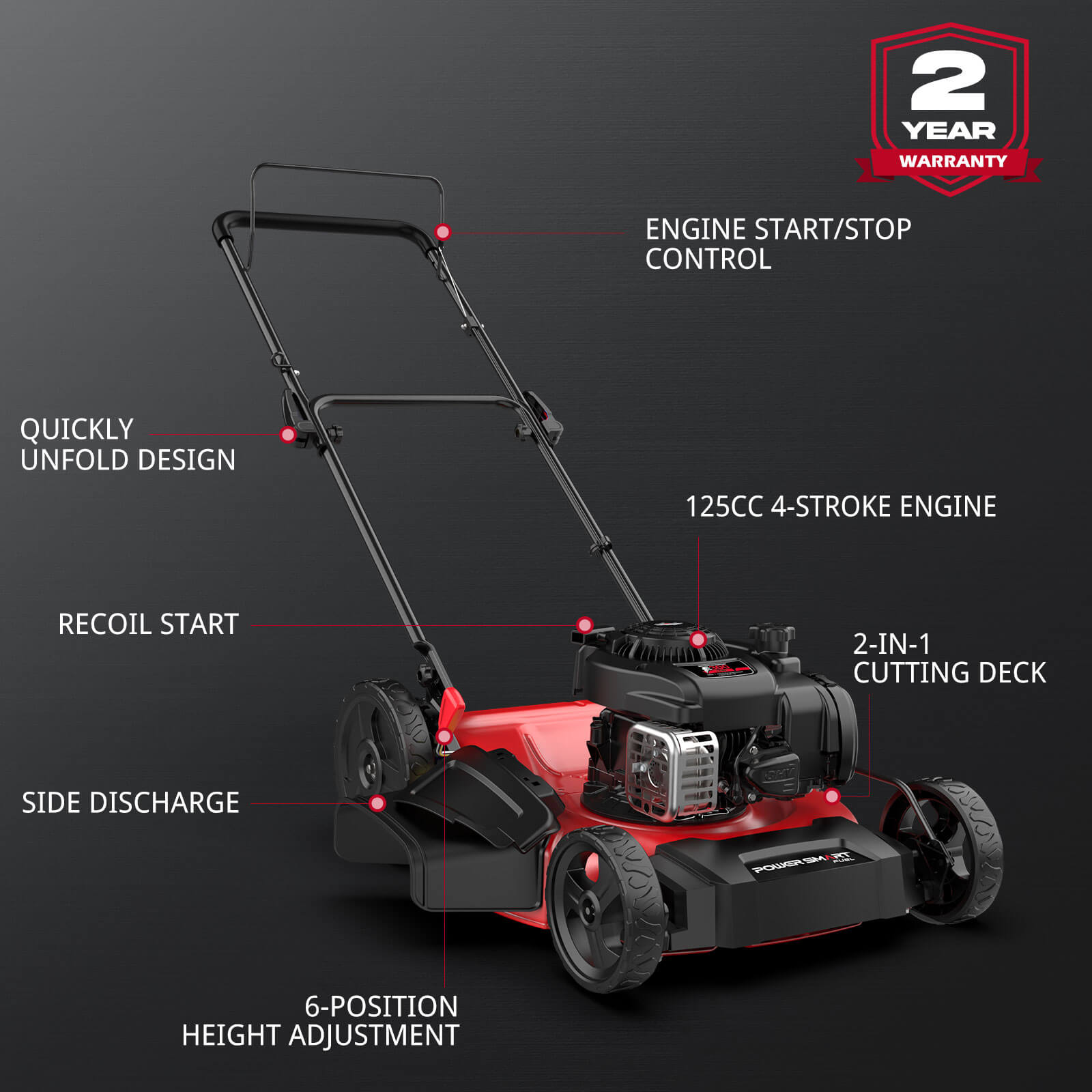 Powersmart 21" 125cc Gas Push 2-1 Lawn Mower w/ Briggs & Stratton 300E Engine B8721C Powersmart 21" 125cc Gas Push 2-1 Lawn Mower w/ Briggs & Stratton 300E Engine B8721C - Image 2