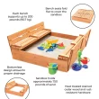 Badger Basket 46.5'' x 9.5'' Solid Wood Square Sandbox with Cover, Natural