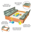 Badger Basket 46.5'' x 9.5'' Solid Wood Square Sandbox with Cover, Natural/Green