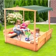 Badger Basket Deluxe 46.5'' x 57'' Solid Wood Square Sandbox with Cover