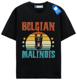 Belgian Malinois Shirt, Retro Vintage Dog Lover Graphic Tee, Sunset Dog Shirt
