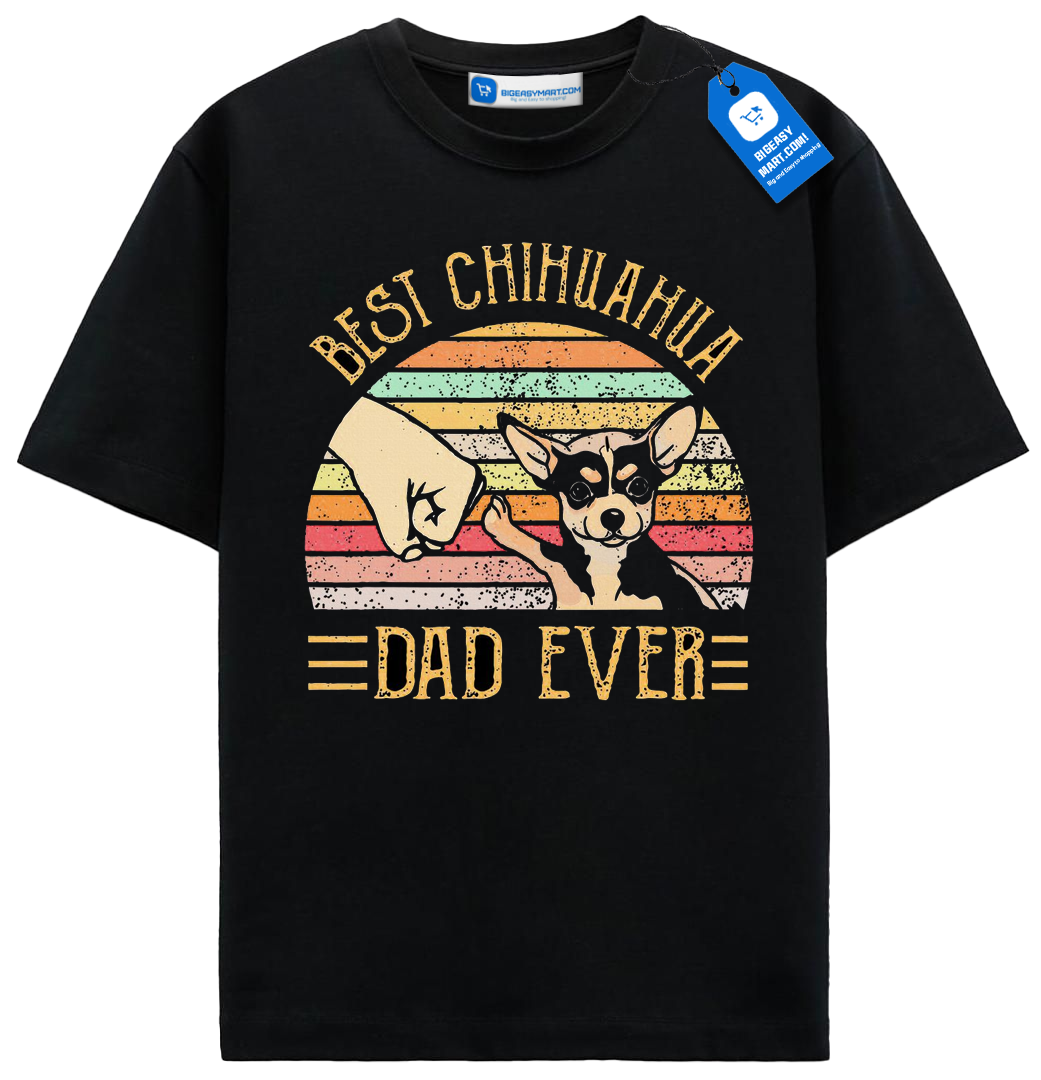 Best Chihuahua Dad Shirt, Retro Fist Bump Dog Lover Tee Best Chihuahua Dad Shirt, Retro Fist Bump Dog Lover Tee