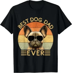 Best Dog Dad Ever Frenchie T Shirt, Retro French Bulldog Lover Tee