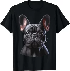 Black French Bulldog Shirt, Realistic Dog Lover Tee
