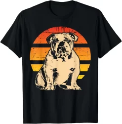 Vintage Bulldog Sunset Shirt, Retro Dog Lover Graphic Tee, Distressed Bulldog Gift T-Shirt