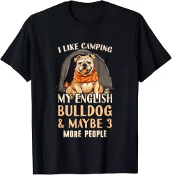 Bulldog Camping T Shirt, Dog Lover Gift for Outdoor Enthusiasts