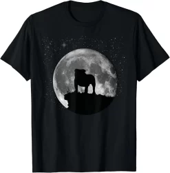 Funny Bulldog and Moon Shirt, Celestial Dog Lover Tee