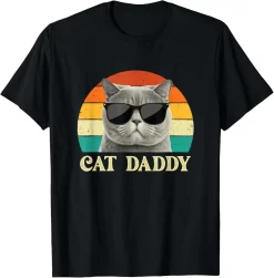 Cat Daddy T-Shirt , Funny Cat Dad Shirt for Men, Cool Retro Kitty Tee, Gift for Cat Lovers