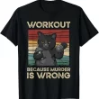 Funny Gym Cat Tee, Retro Fitness Kitty T-Shirt, Dark Humor Gift for Pet Lovers