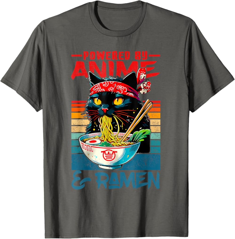 Cute Black Cat Noodle Lover T-Shirt, Ramen Cat Shirt Cute Black Cat Noodle Lover T-Shirt, Ramen Cat Shirt - Image 7