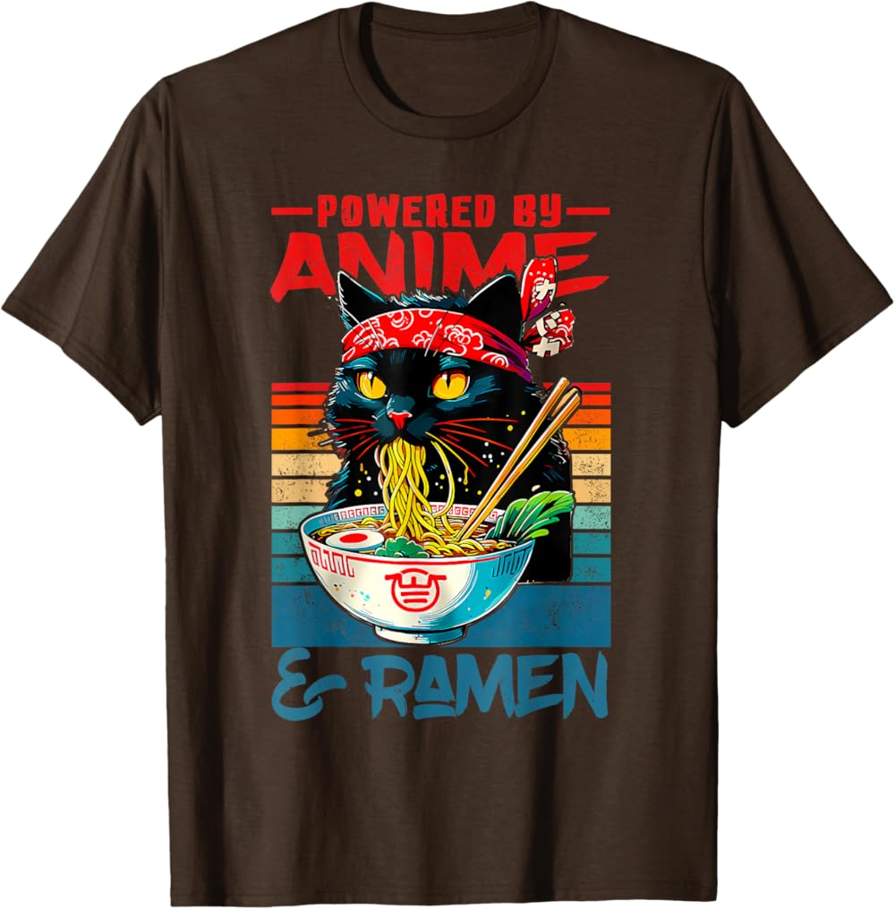 Cute Black Cat Noodle Lover T-Shirt, Ramen Cat Shirt Cute Black Cat Noodle Lover T-Shirt, Ramen Cat Shirt - Image 9