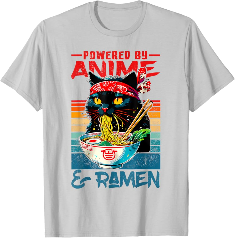 Cute Black Cat Noodle Lover T-Shirt, Ramen Cat Shirt Cute Black Cat Noodle Lover T-Shirt, Ramen Cat Shirt - Image 12