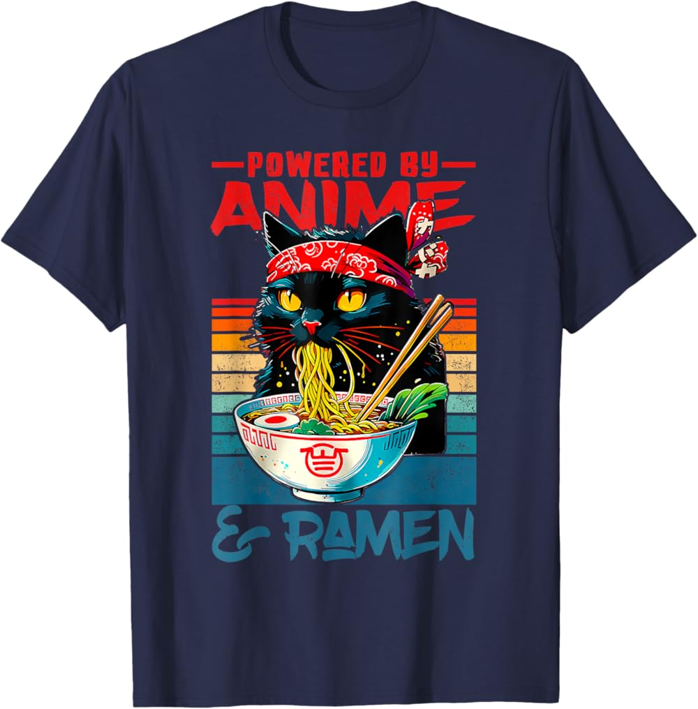 Cute Black Cat Noodle Lover T-Shirt, Ramen Cat Shirt Cute Black Cat Noodle Lover T-Shirt, Ramen Cat Shirt - Image 2