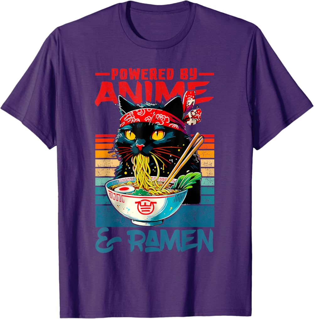 Cute Black Cat Noodle Lover T-Shirt, Ramen Cat Shirt Cute Black Cat Noodle Lover T-Shirt, Ramen Cat Shirt - Image 3
