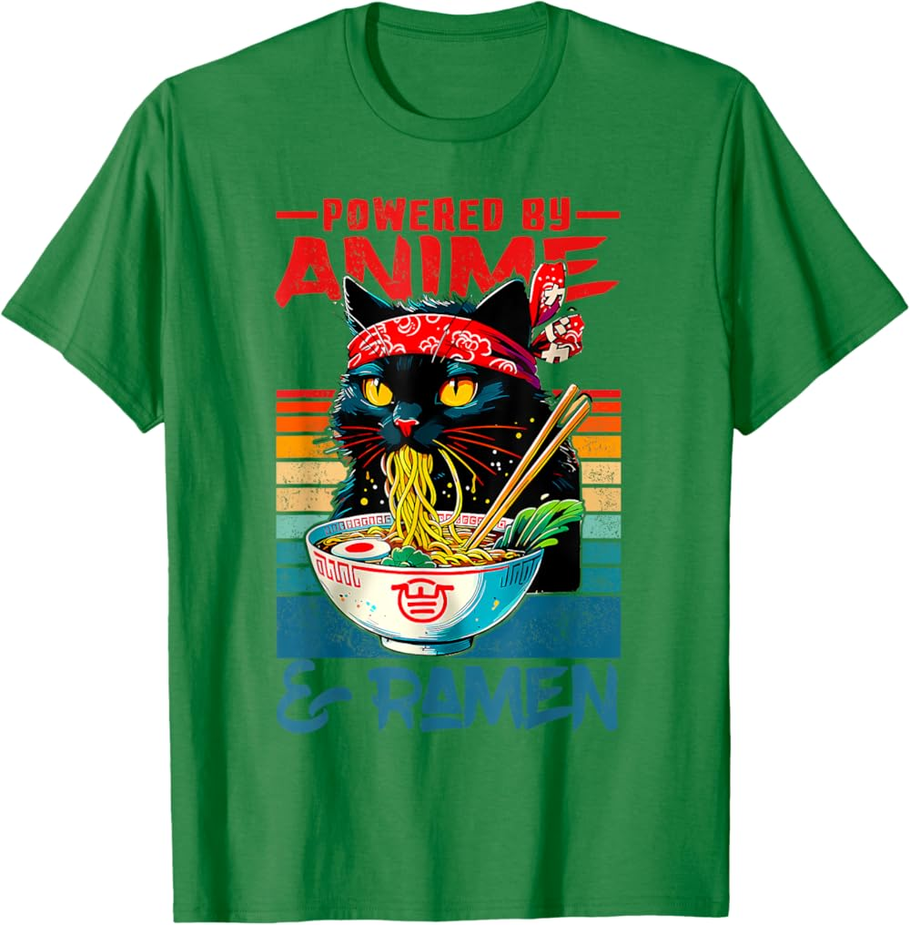 Cute Black Cat Noodle Lover T-Shirt, Ramen Cat Shirt Cute Black Cat Noodle Lover T-Shirt, Ramen Cat Shirt - Image 4