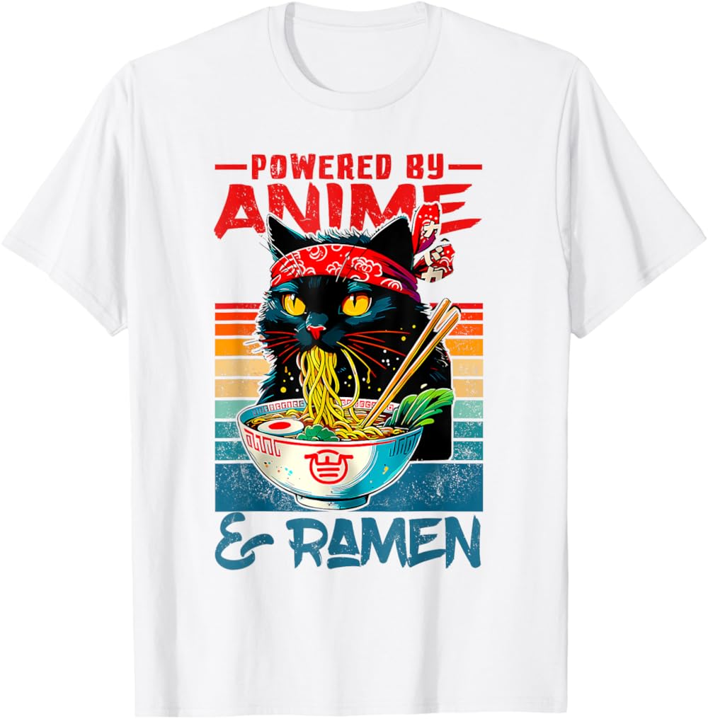 Cute Black Cat Noodle Lover T-Shirt, Ramen Cat Shirt Cute Black Cat Noodle Lover T-Shirt, Ramen Cat Shirt - Image 5