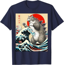 Catzilla Cat T Shirt, Japanese Art Funny Cat T Shirt