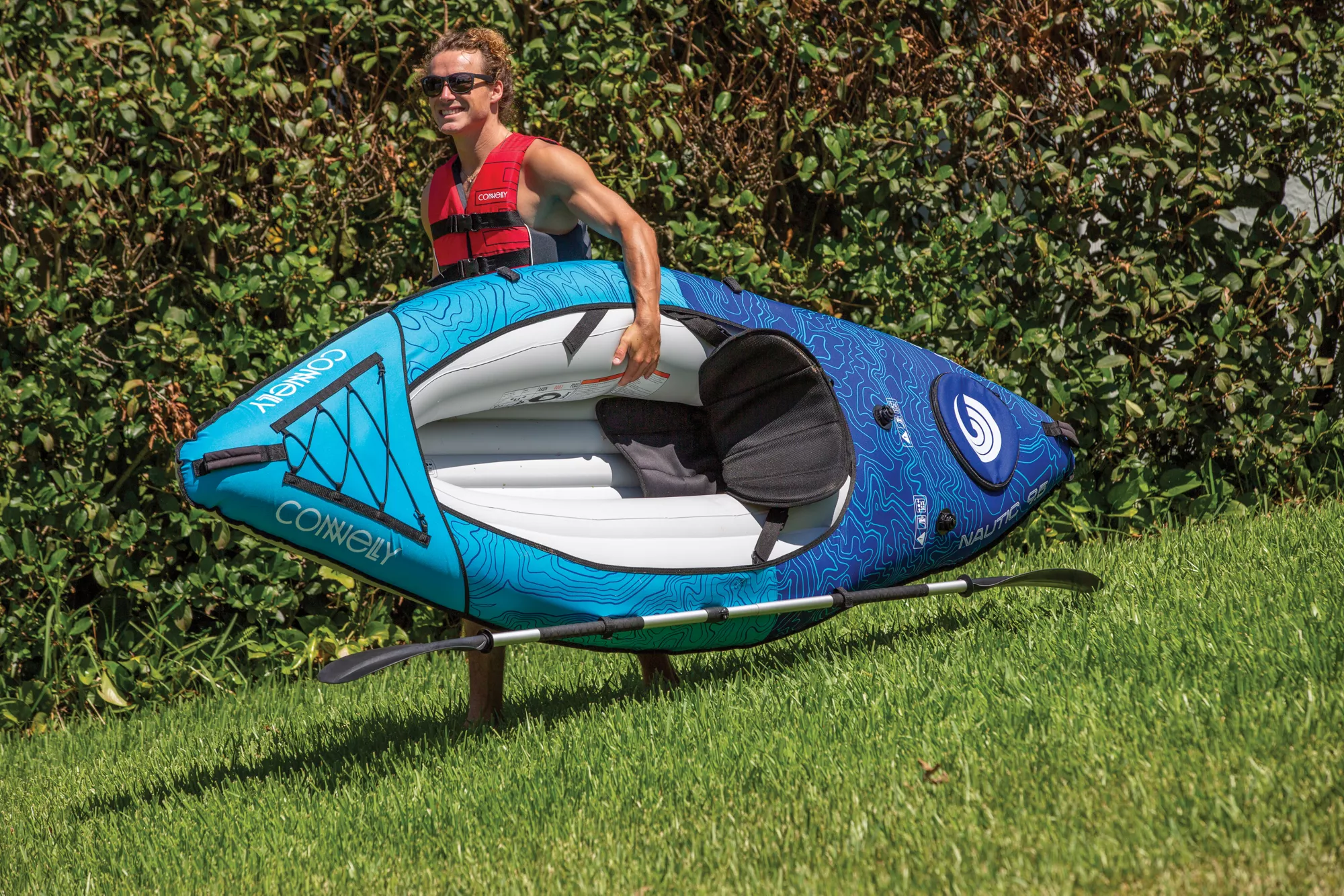Connelly Nautic 9.5 Solo Rider Inflatable Kayak, Blue/White Connelly Nautic 9.5 Solo Rider Inflatable Kayak, Blue/White - Image 6