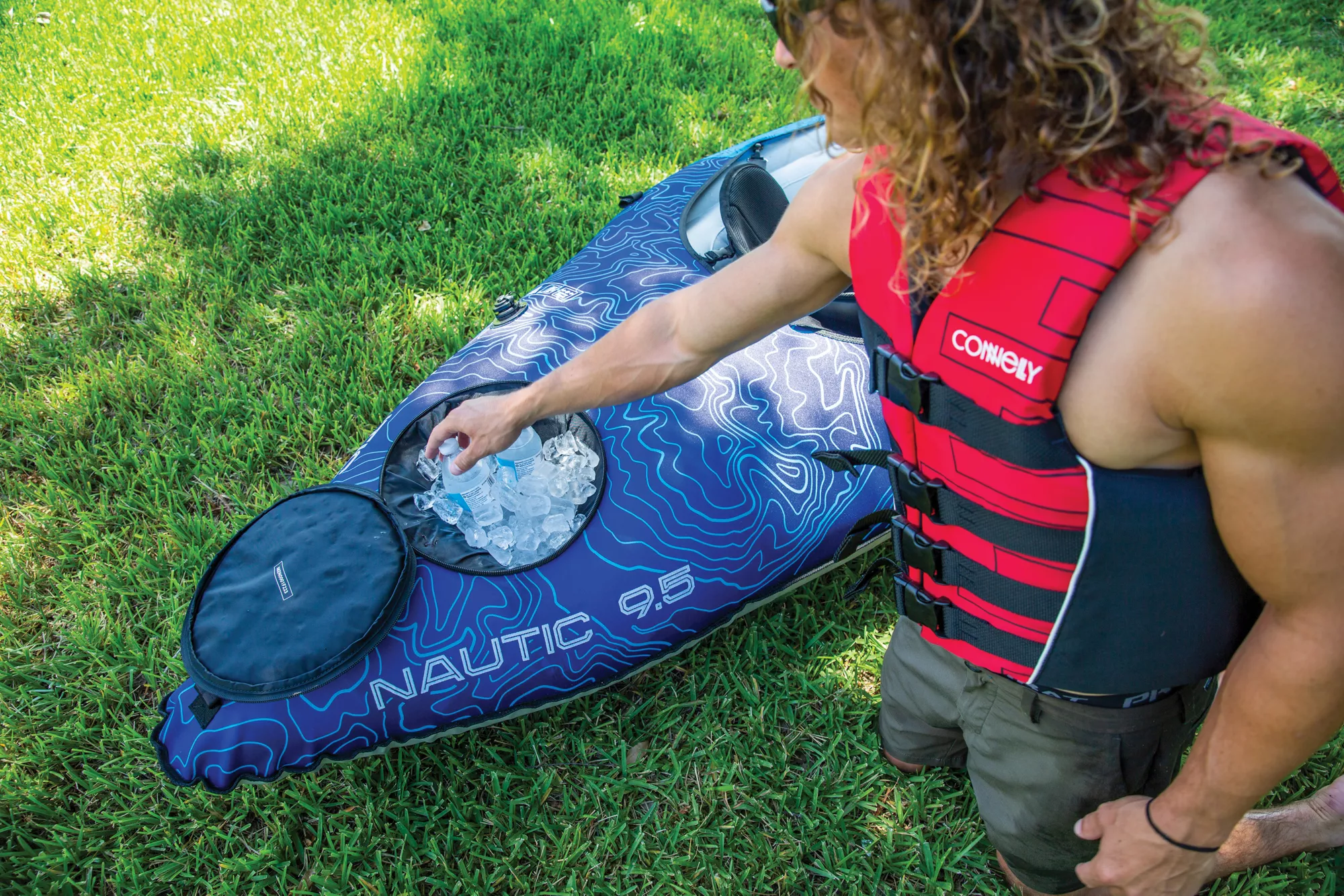 Connelly Nautic 9.5 Solo Rider Inflatable Kayak, Blue/White Connelly Nautic 9.5 Solo Rider Inflatable Kayak, Blue/White - Image 5