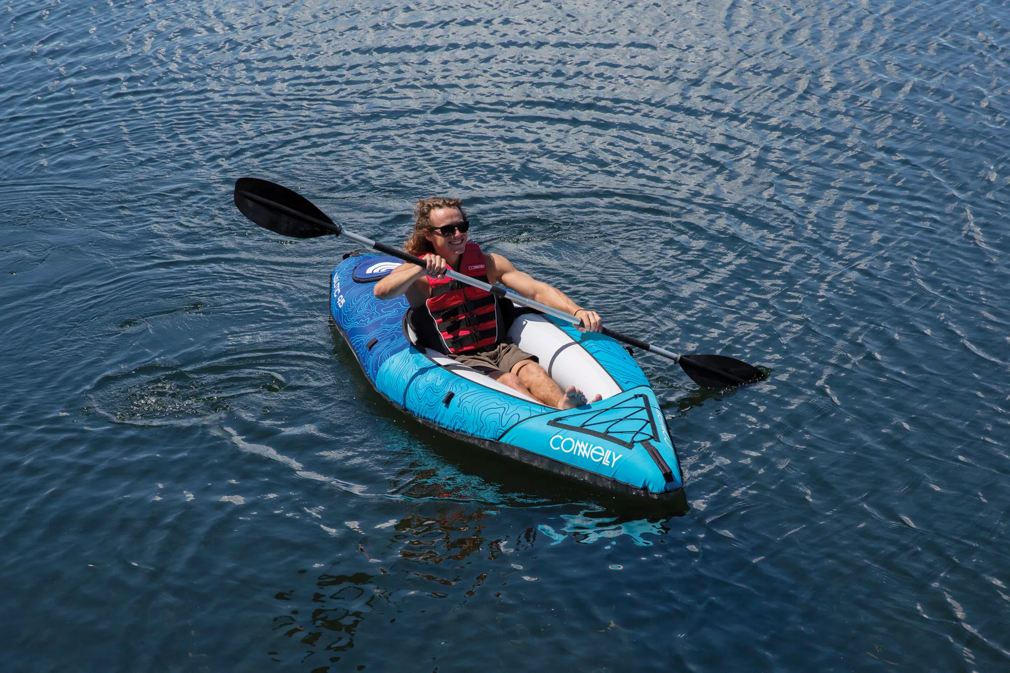 Connelly Nautic 9.5 Solo Rider Inflatable Kayak, Blue/White Connelly Nautic 9.5 Solo Rider Inflatable Kayak, Blue/White - Image 3
