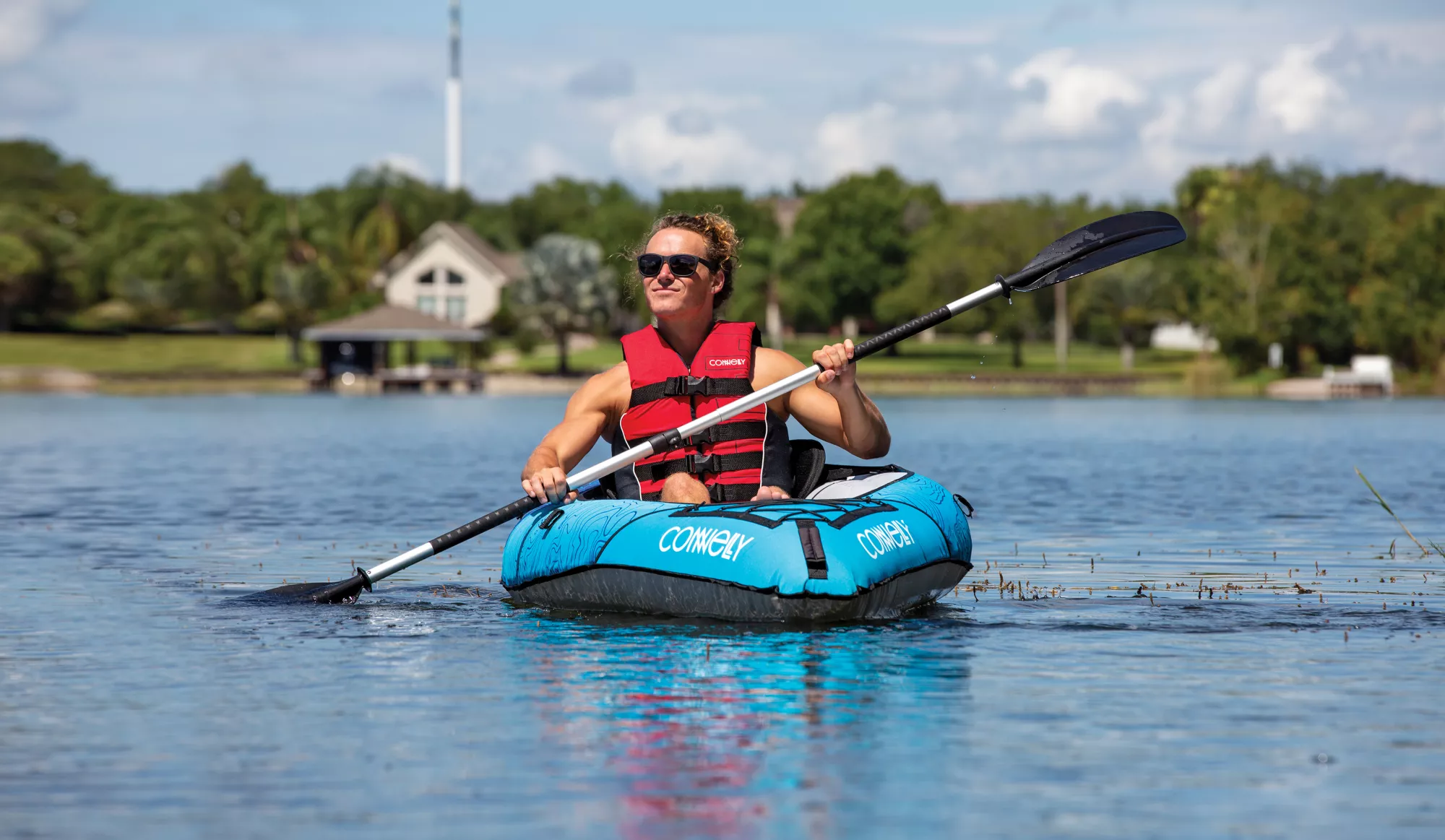 Connelly Nautic 9.5 Solo Rider Inflatable Kayak, Blue/White Connelly Nautic 9.5 Solo Rider Inflatable Kayak, Blue/White - Image 2