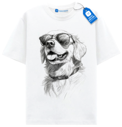 Cool Golden Retriever Sketch Tee, Sunglasses Dog Shirt For Dog Lovers