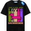 Cute Pink Dachshund Shirt, Sausage Dog Gift Tee, Retro Dog Lover Gift