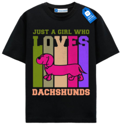 Cute Pink Dachshund Shirt, Sausage Dog Gift Tee, Retro Dog Lover Gift