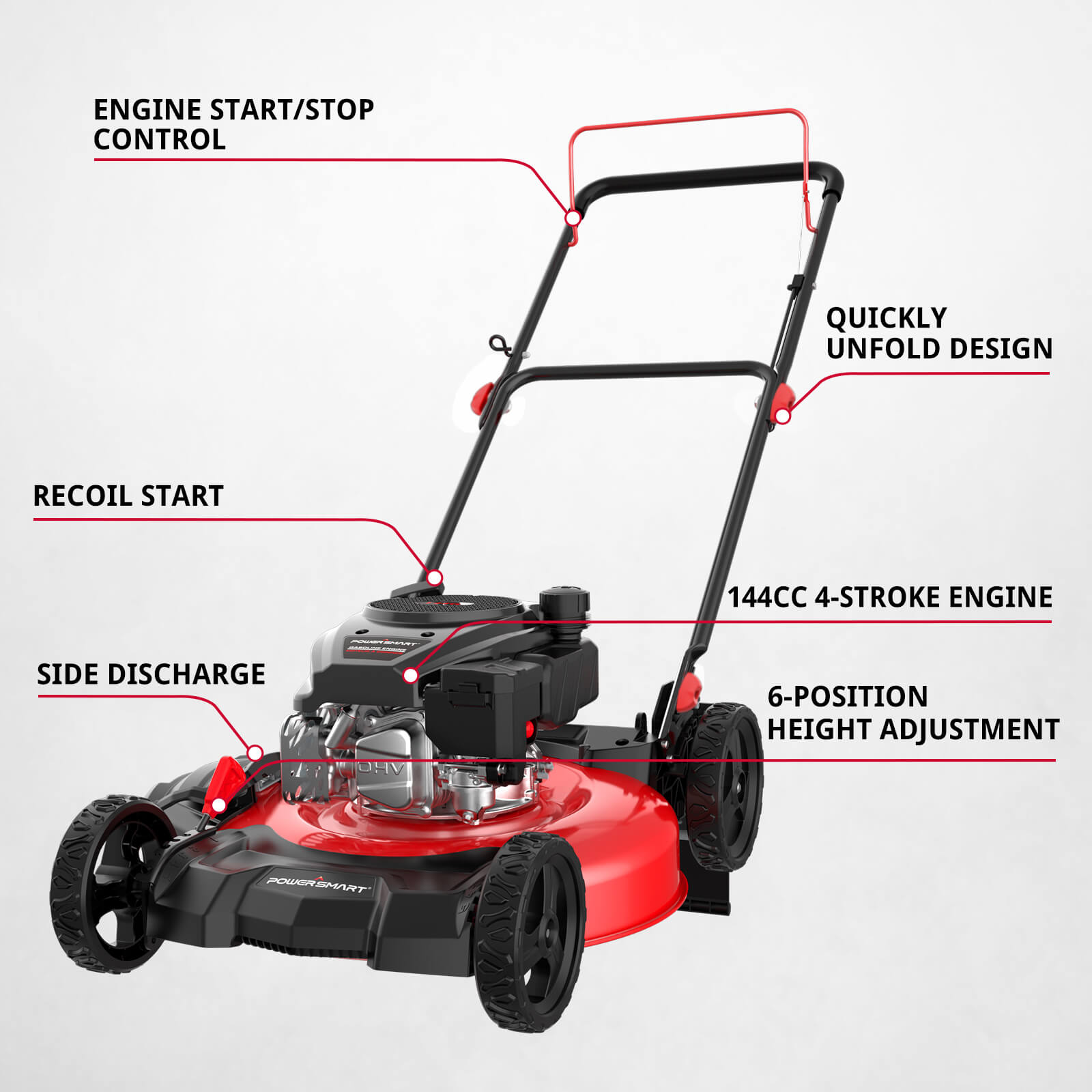 Powersmart 21'' 144cc Gas Push 2-in-1 Lawn Mower DV8621C Powersmart 21'' 144cc Gas Push 2-in-1 Lawn Mower DV8621C - Image 2